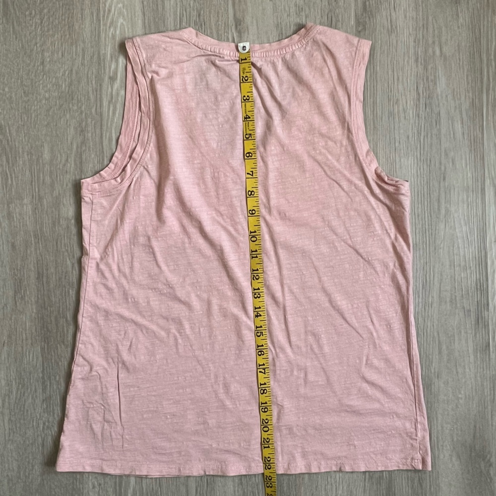 Weekender Blush Pink Pocket V-neck Tank Top semi sheer textured organic cotton - Picture 5 of 7